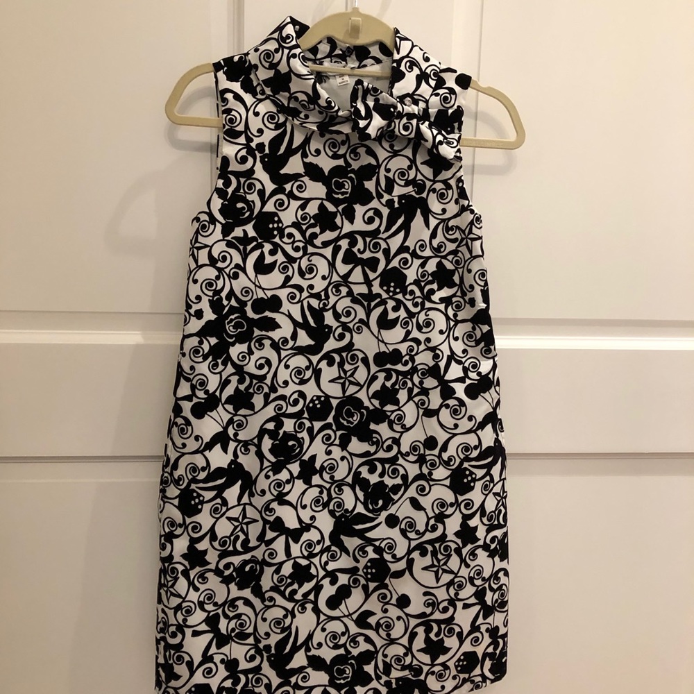 Teen Moschino black velvet & white patterned dress